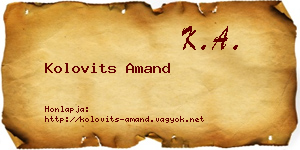 Kolovits Amand névjegykártya