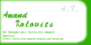 amand kolovits business card